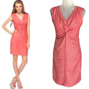 Amy Matto New York Twist Knotted Front Coral Pink Tweed Mini Dress - 2